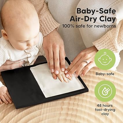 Keababies Marco Solo de Recuerdo de Huella y Huella de Bebé (Negro Ónix), Color: Negro Ónix