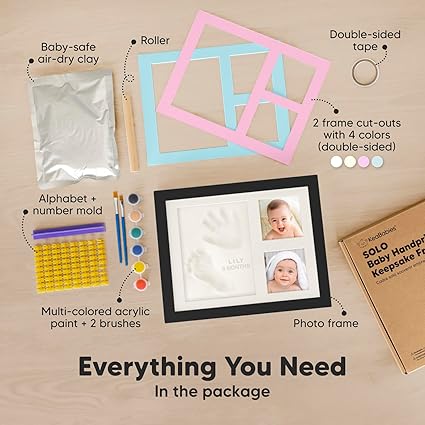 Keababies Marco Solo de Recuerdo de Huella y Huella de Bebé (Negro Ónix), Color: Negro Ónix