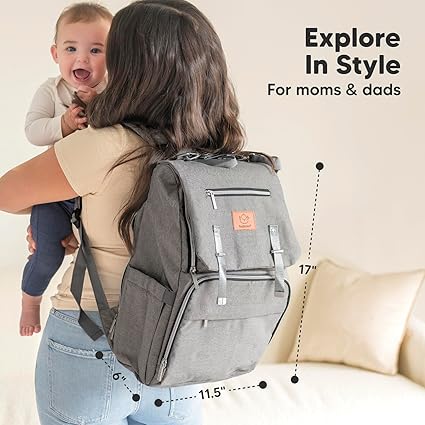 Keababies Mochila de pañales Explorer (gris clásico), color: gris clásico