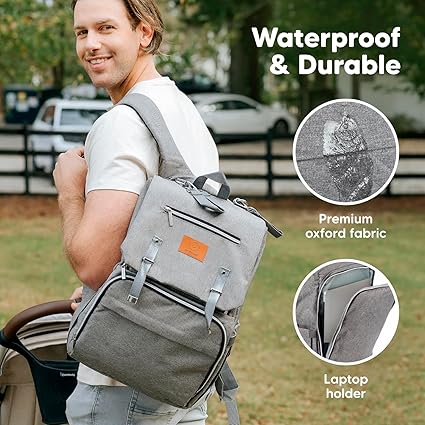 Keababies Mochila de pañales Explorer (gris clásico), color: gris clásico