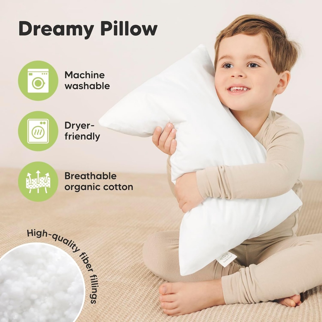 Keababies Paquete de 2 almohadas para niños pequeños (blanco suave), color: blanco suave