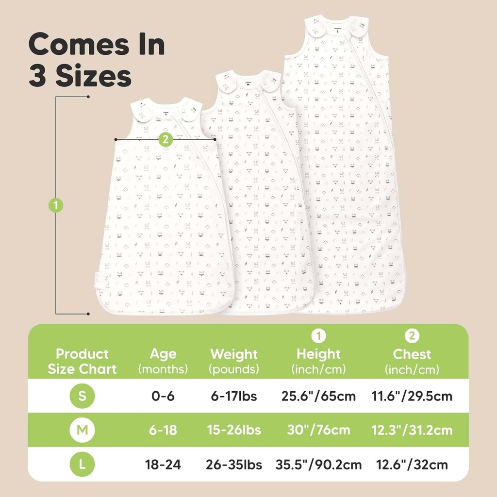 Keababies Paquete de 2 sacos de dormir Soothe (Roarsome), tamaño: pequeño