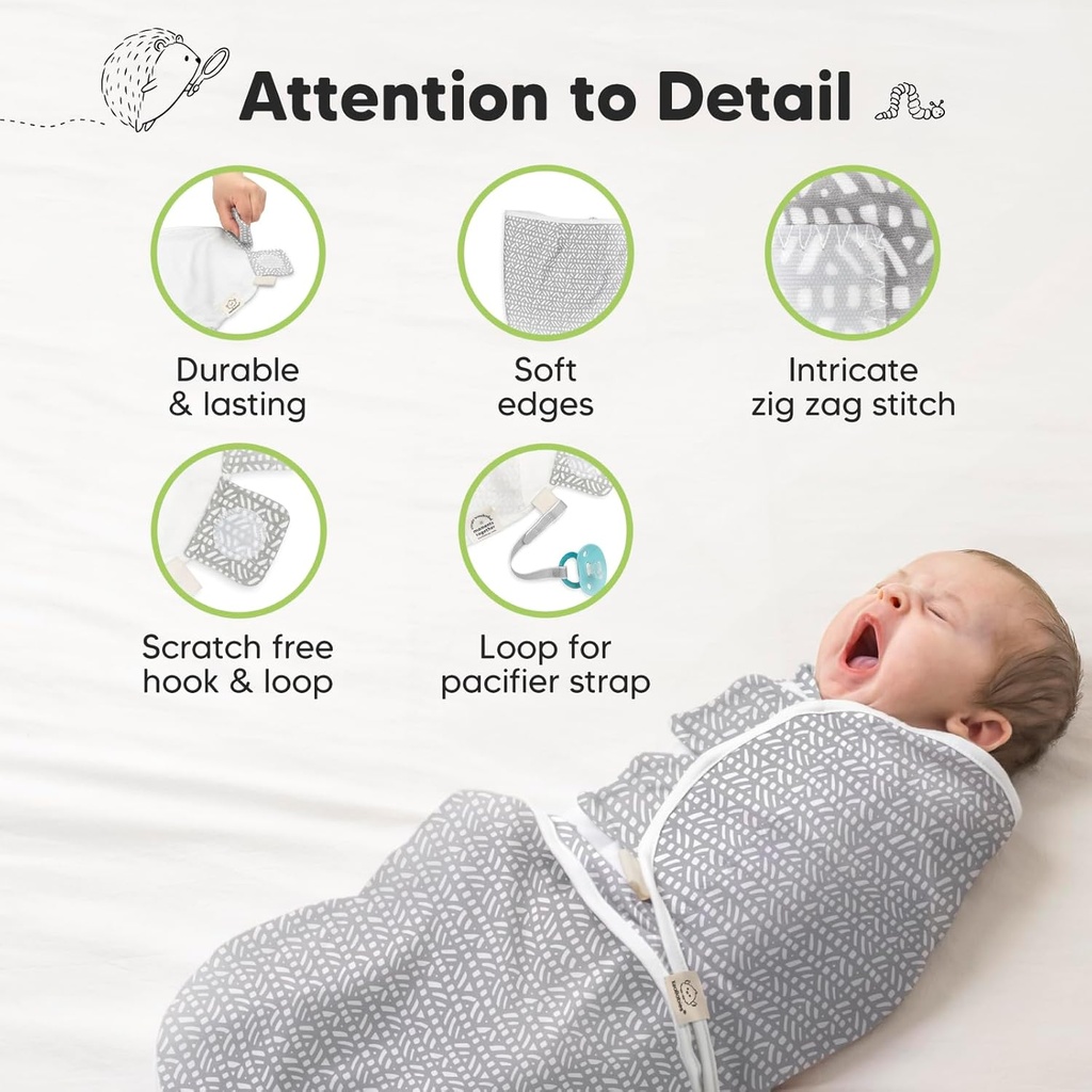 Keababies Paquete de 3 envolturas Soothe Swaddle (nórdico), tamaño: OS 0-3M / color: nórdico