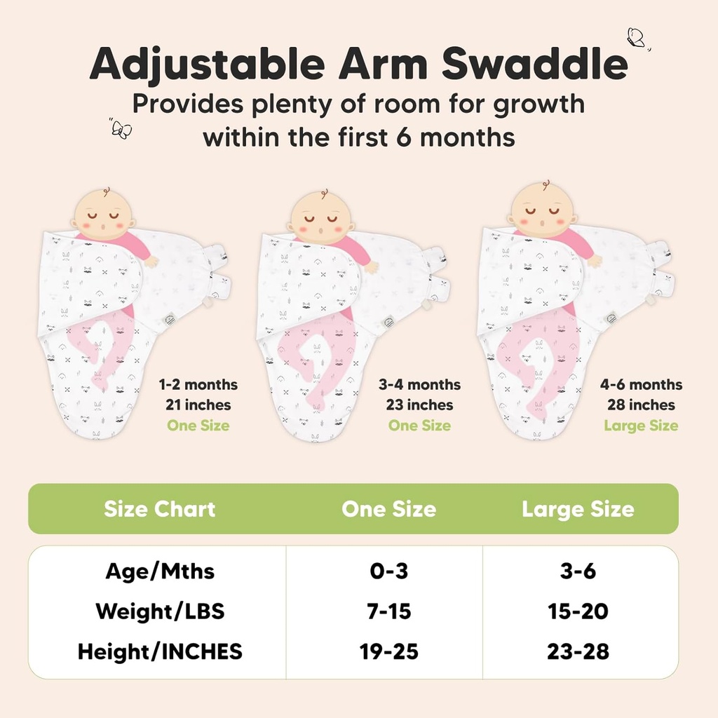 Keababies Paquete de 3 envolturas Soothe Swaddle (nórdico), tamaño: OS 0-3M / color: nórdico