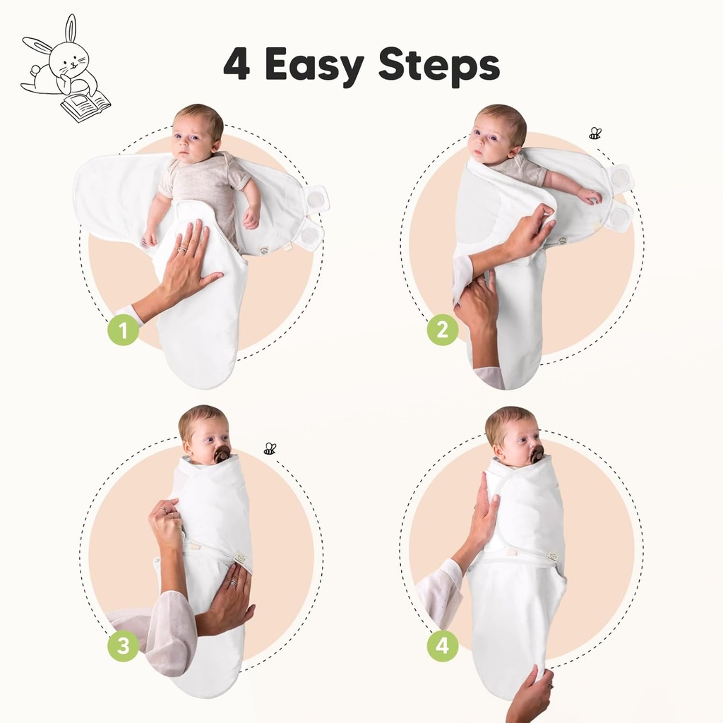 Keababies Paquete de 3 envolturas Soothe Swaddle (salvia), tamaño: OS 0-3M / color: salvia