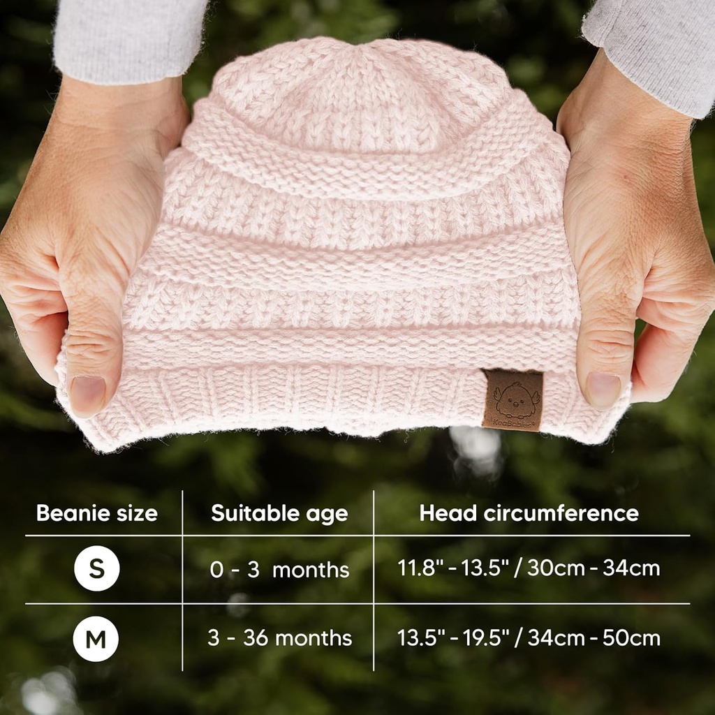 Keababies Paquete de 3 gorros de bebé Warmzy (Sweet Pea), Tamaño: Mediano / Color: Sweet Pea
