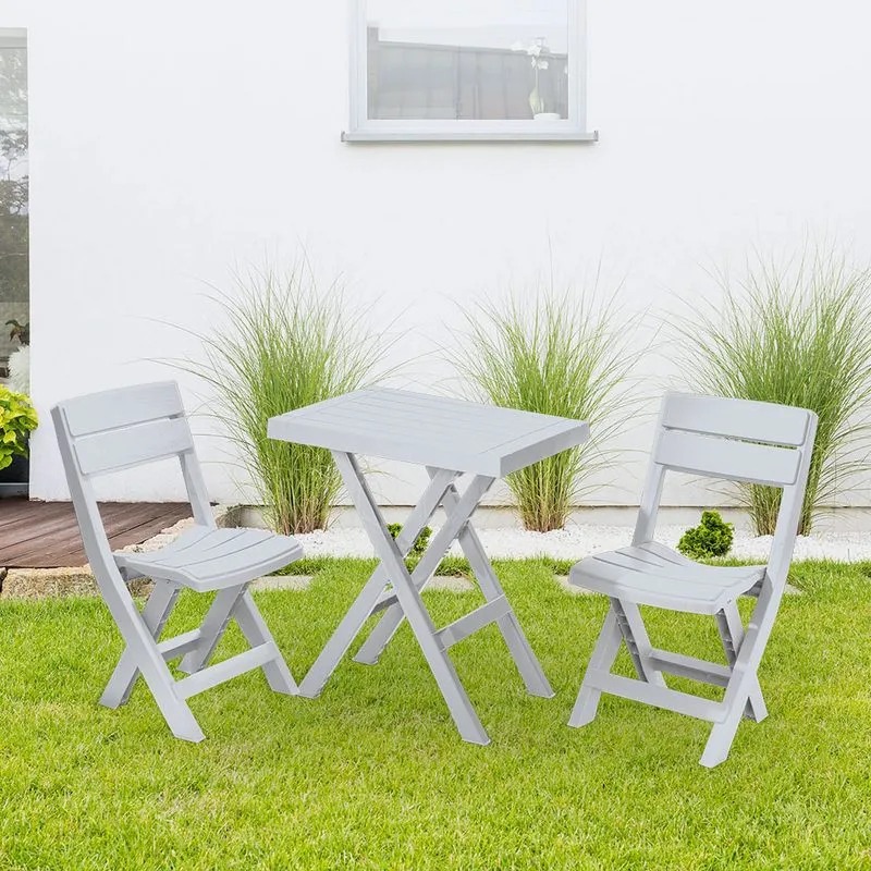 JUEGO MESA RECTANGULAR+2 SILLA PLEGABLE BARU BLANCO