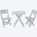 JUEGO MESA RECTANGULAR+2 SILLA PLEGABLE BARU BLANCO
