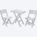 JUEGO MESA RECTANGULAR+2 SILLA PLEGABLE BARU BLANCO