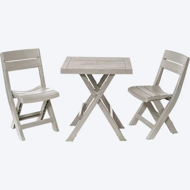 JUEGO MESA RECTANGULAR +2 SILLA PLEGABLE BARU TAUPE