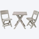 JUEGO MESA RECTANGULAR +2 SILLA PLEGABLE BARU TAUPE