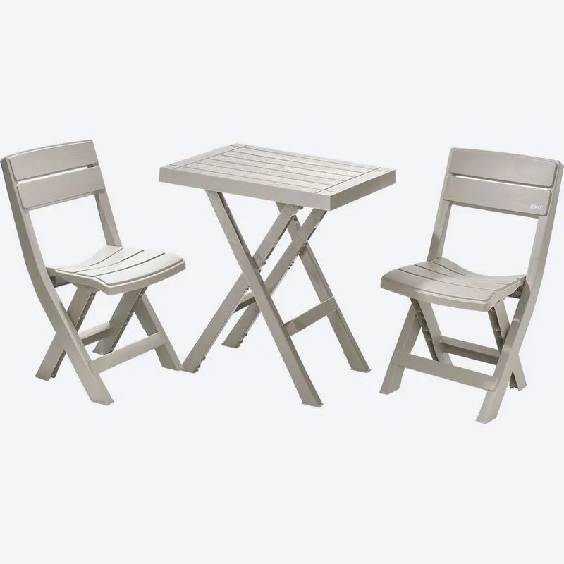 JUEGO MESA RECTANGULAR +2 SILLA PLEGABLE BARU TAUPE