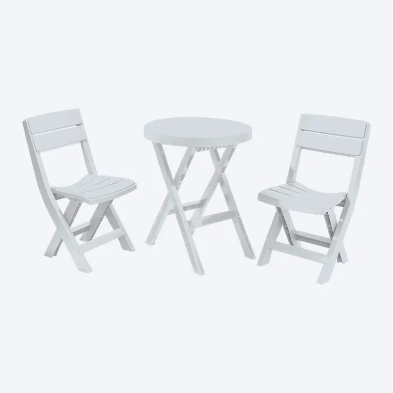 JUEGO MESA REDONDA +2 SILLAS PLEGABLES BARU GRIS HIELO