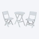 JUEGO MESA REDONDA +2 SILLAS PLEGABLES BARU GRIS HIELO