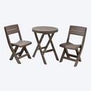 JUEGO MESA REDONDA + 2 SILLAS PLEGABLE BARU MOCCA