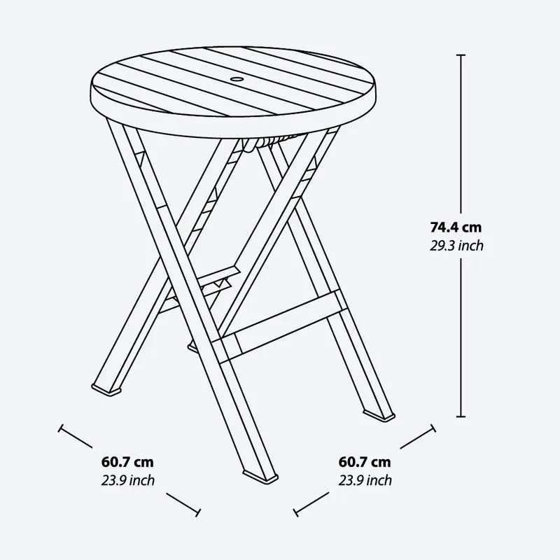 JUEGO MESA REDONDA + 2 SILLAS PLEGABLE BARU MOCCA