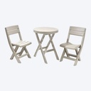 JUEGO MESA REDONDA + 2 SILLA PLEGABLE  BARU TAUPE