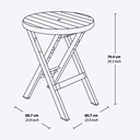 JUEGO MESA REDONDA + 2 SILLA PLEGABLE  BARU TAUPE