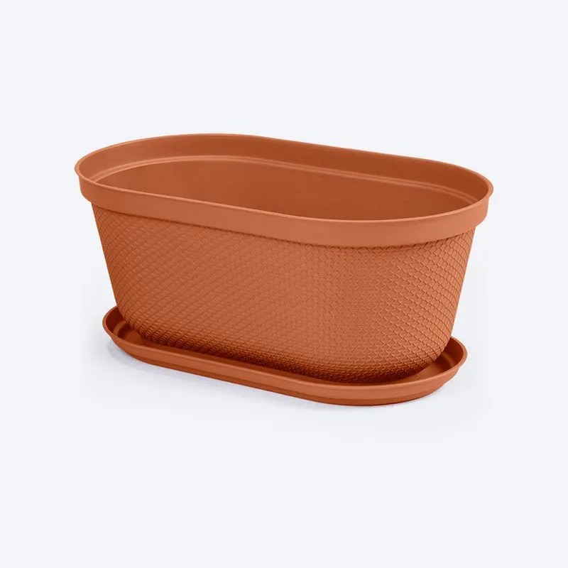 MACETERO OVALADA RAFIA 40CM TERRA