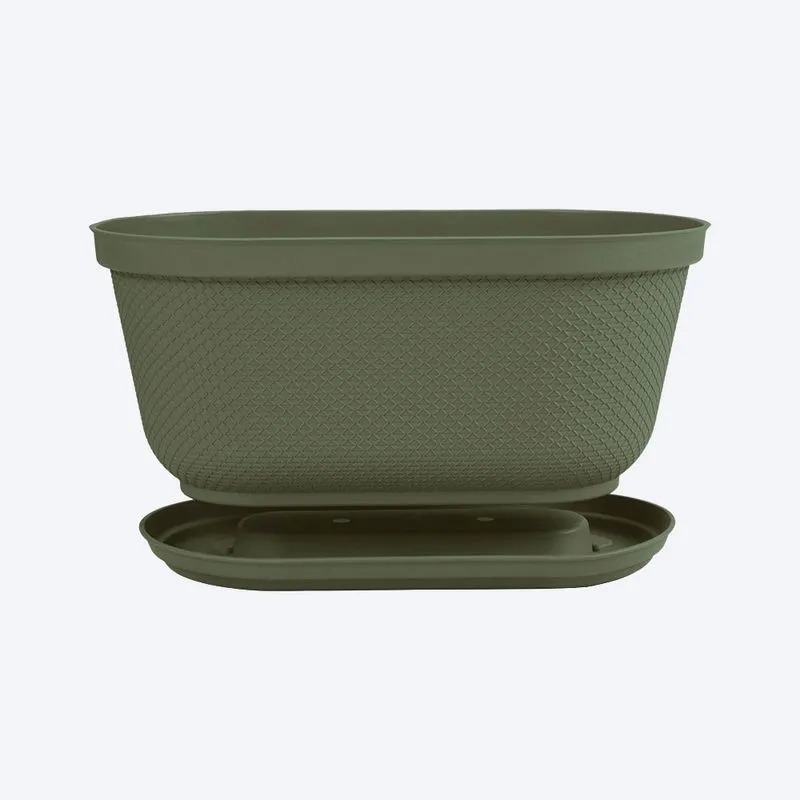 MACETERO OVALADO RAFIA 40CM VERDE