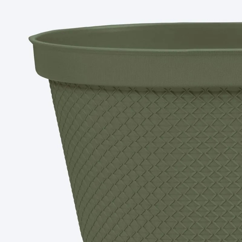 MACETERO OVALADO RAFIA 40CM VERDE