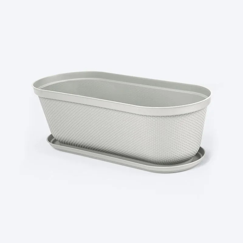 MACETERO OVALADA RAFIA 60CM GRIS HIELO