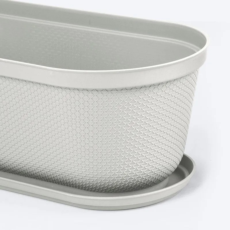 MACETERO OVALADA RAFIA 60CM GRIS HIELO
