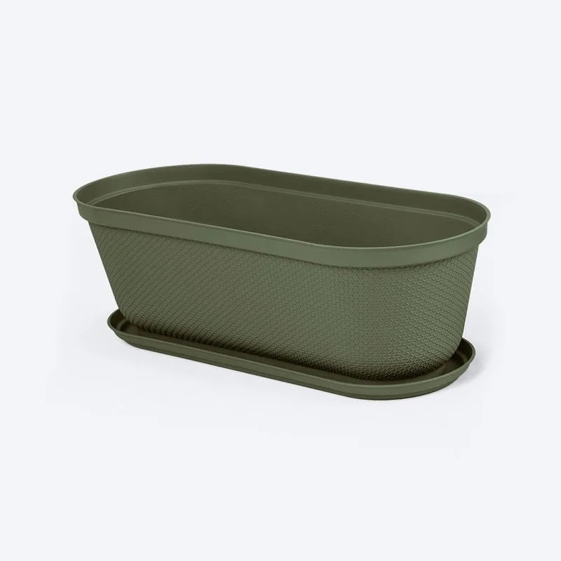 MACETERO OVAL RAFIA 60CM VERDE