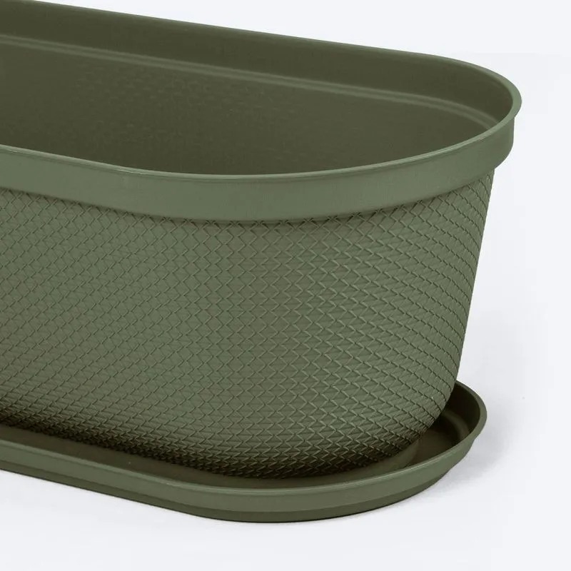 MACETERO OVAL RAFIA 60CM VERDE