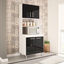 MUEBLE PARA COCINA 2 PUERTAS + 2 ESPACIOS + 2 PUERTAS, BLANCO CON PUERTAS NEGRO, 170320.0001