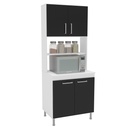 MUEBLE PARA COCINA 2 PUERTAS + 2 ESPACIOS + 2 PUERTAS, BLANCO CON PUERTAS NEGRO, 170320.0001