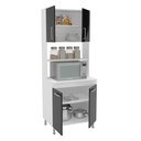MUEBLE PARA COCINA 2 PUERTAS + 2 ESPACIOS + 2 PUERTAS, BLANCO CON PUERTAS NEGRO, 170320.0001