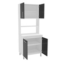MUEBLE PARA COCINA 2 PUERTAS + 2 ESPACIOS + 2 PUERTAS, BLANCO CON PUERTAS NEGRO, 170320.0001