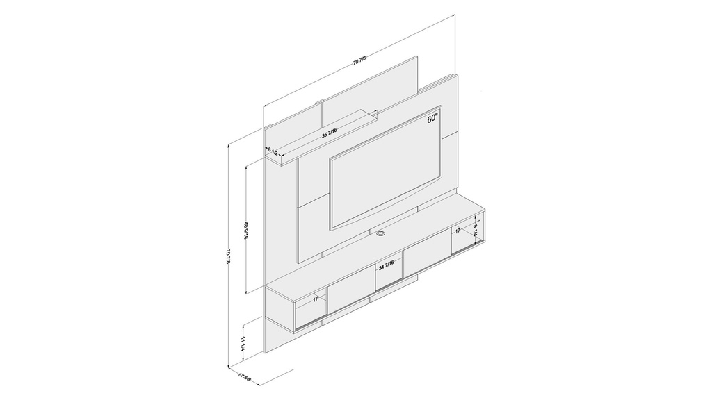 PANEL DE PARED PARA LCD PARK AVENUE, BLANCO CASTAÑO, 190724.0002