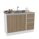MUEBLE PARA COCINA MALI 2 PUERTAS + 3 GAVETAS 830X1200X510 MDP, BLANCO / CASTAÑO, 200039.0002