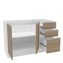 MUEBLE PARA COCINA MALI 2 PUERTAS + 3 GAVETAS 830X1200X510 MDP, BLANCO / CASTAÑO, 200039.0002