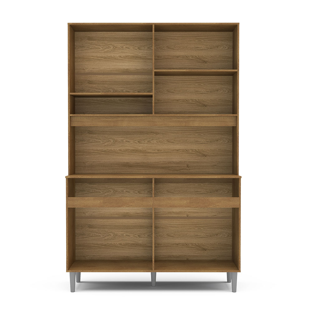 MUEBLE PARA COCINA BARI 4 PUERTAS + 2 ESPACIOS + 2 GAVETAS + 4 PUERTAS, CASTAÑO CON PUERTAS GRIS230306.0001