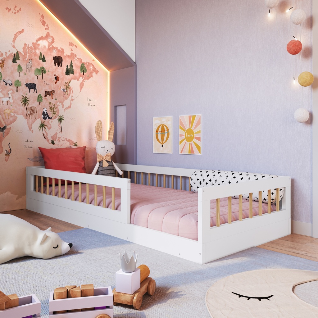 CAMA SINGLE MONTESSORI LINEA AFFETO BLANCO 190X80, AFT008BCBC