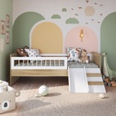 CAMA SINGLE INFANTIL LINEA AFFETO AVEIRO OAK CON BLANCO 190X80, AFT010AVBC