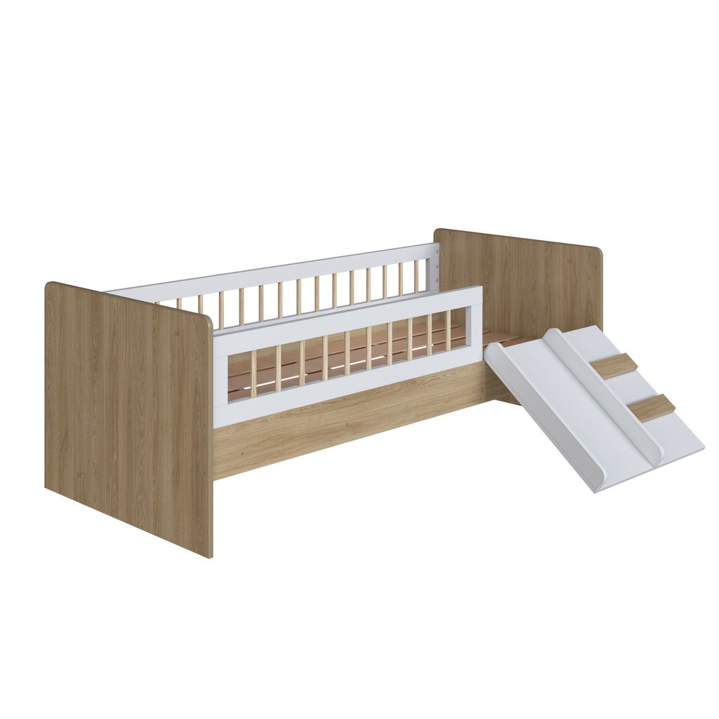 CAMA SINGLE INFANTIL LINEA AFFETO AVEIRO OAK CON BLANCO 190X80, AFT010AVBC