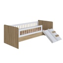 CAMA SINGLE INFANTIL LINEA AFFETO AVEIRO OAK CON BLANCO 190X80, AFT010AVBC