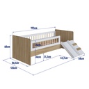 CAMA SINGLE INFANTIL LINEA AFFETO AVEIRO OAK CON BLANCO 190X80, AFT010AVBC