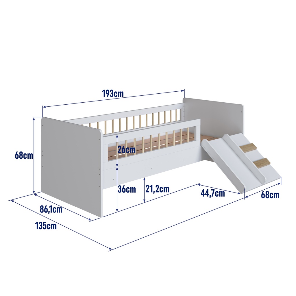 CAMA SINGLE INFANTIL LINEA AFFETO BLANCO 190X80, AFT010BCBC