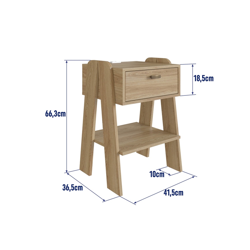 MESA DE NOCHE/VELADOR TERNI CON TOMA ELECTRICA AVEIRO OAK, CB220AVAV
