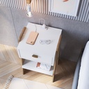 MESA DE NOCHE/VELADOR TERNI CON TOMA ELECTRICA BLANCO CON AVEIRO OAK, CB220BCAV