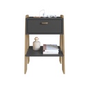 MESA DE NOCHE/VELADOR TERNI CON TOMA ELECTRICA GRAFITO CON AVEIRO OAK, CB220GFAV