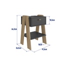 MESA DE NOCHE/VELADOR TERNI CON TOMA ELECTRICA GRAFITO CON AVEIRO OAK, CB220GFAV