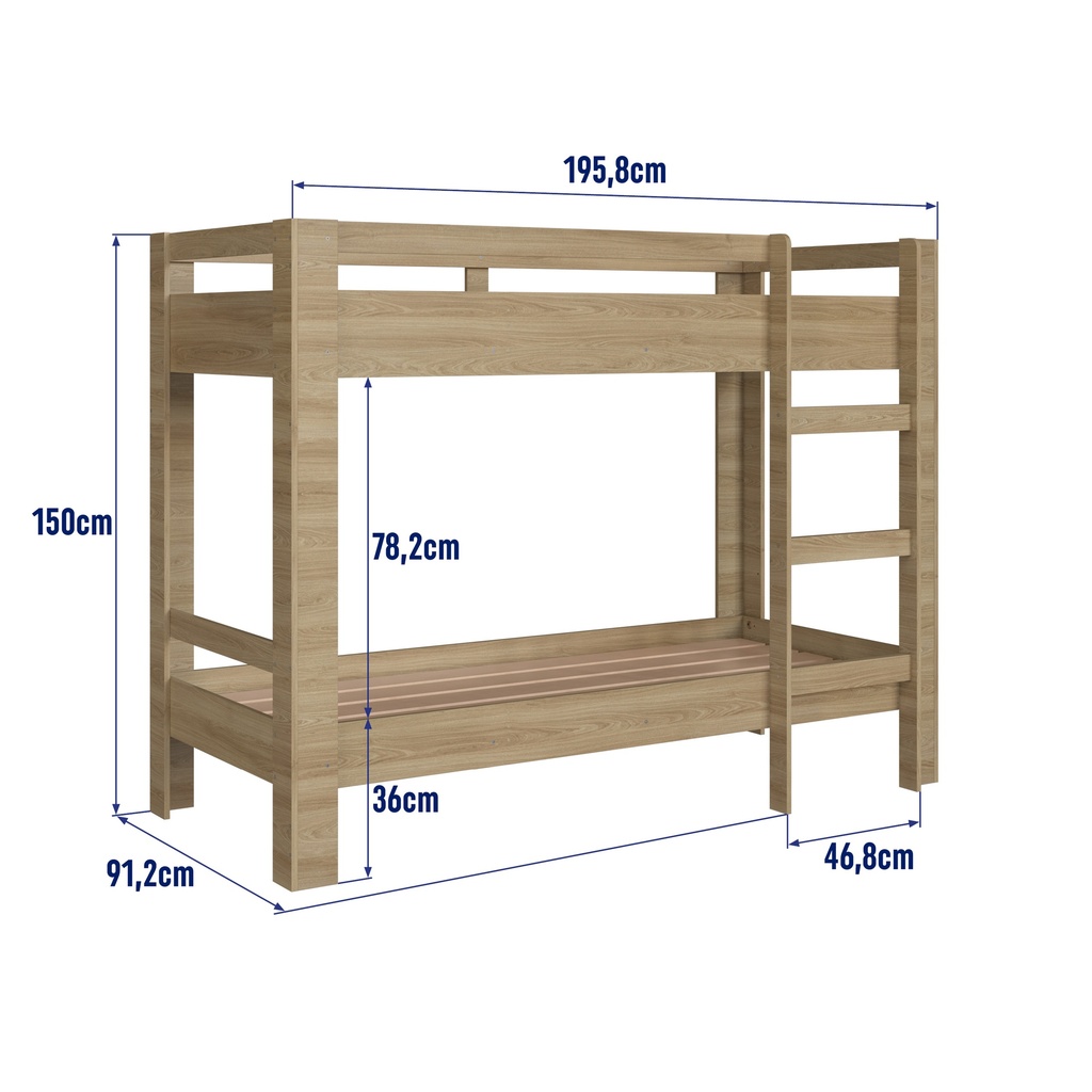 CAMAROTE INFANTIL SLIM AVEIRO OAK 190X80, BI020AVAV