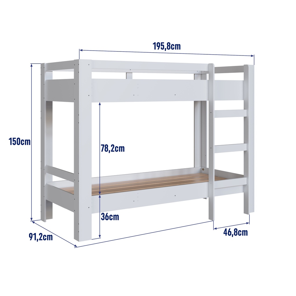 CAMAROTE INFANTIL SLIM BLANCO 190X80 , BI020BCBC