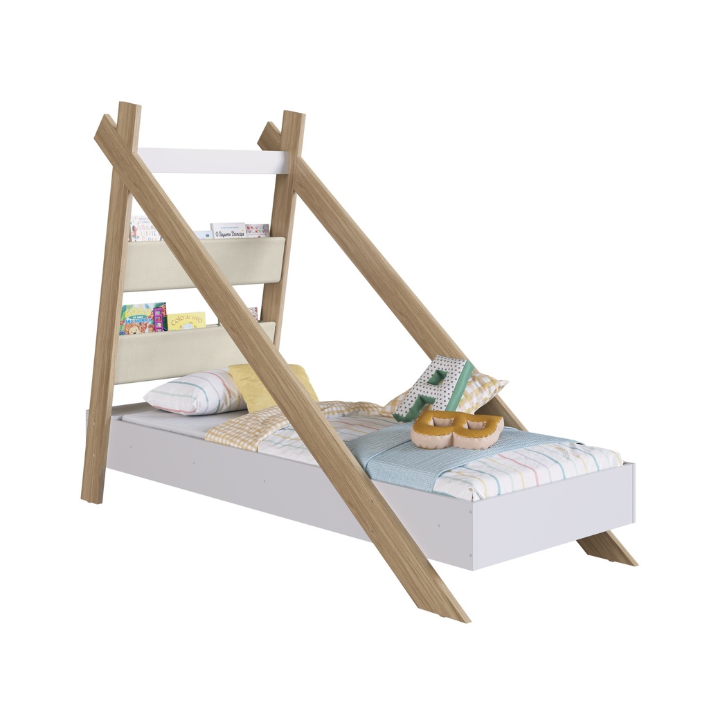 CAMA CABANA LIBRERO COR ITAPUA CON BLANCO 190X80, CCM030ITBC